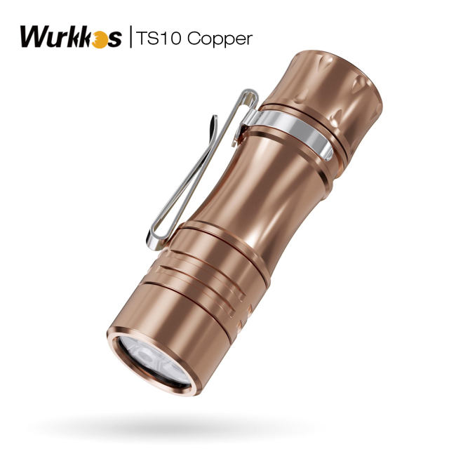 【New Arrival】Wurkkos TS10 Copper 4000k,1400lm, Multicolor Aux, Powerful Mini 14500 EDC Flashlight with 3* 90 CRI LEDs, RGB Flashing, Anduril 2.0