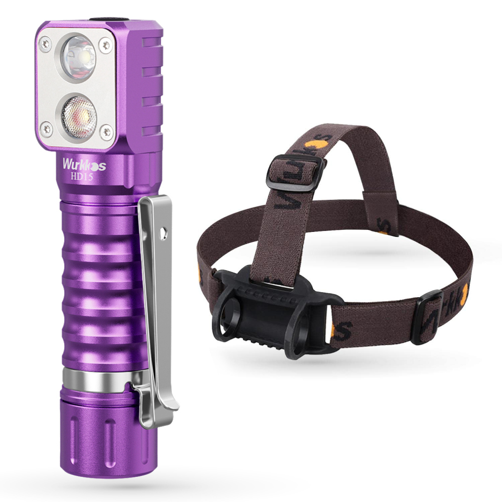 [Purple Promotion] Wurkkos HD15 Angle Flashlight, Dual LEDs, Replaceable short tube included, Rechargeable 18650 Battery with Reverse Charging, spring clearance
