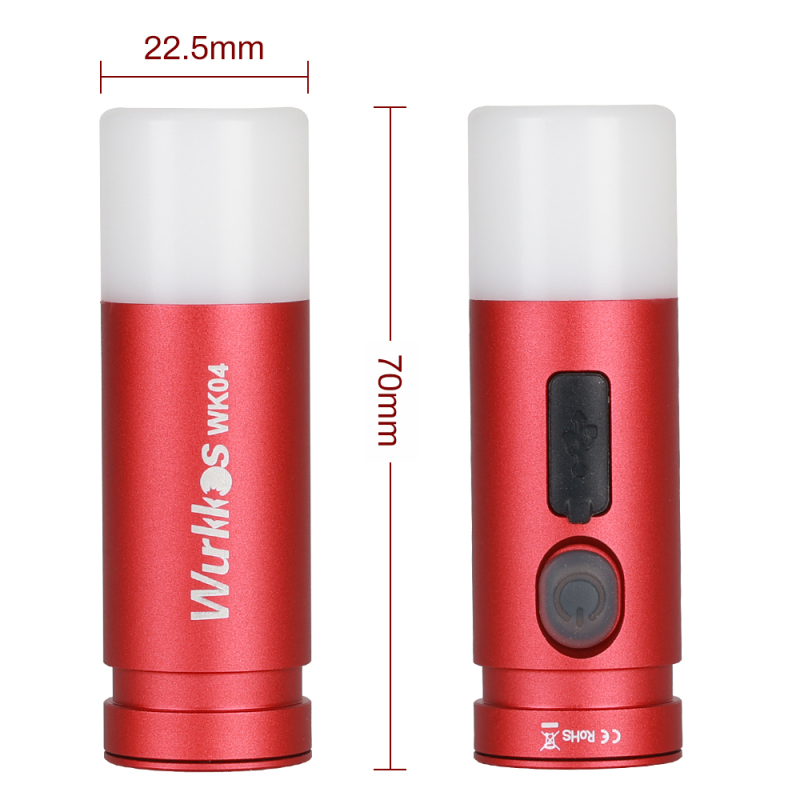 Wurkkos WK04 Double-Sided Flashlight, Rechargeable with 300 mah Build-in Battary, Multifunction with Red Light Warning, Mini Size One-Hand Control