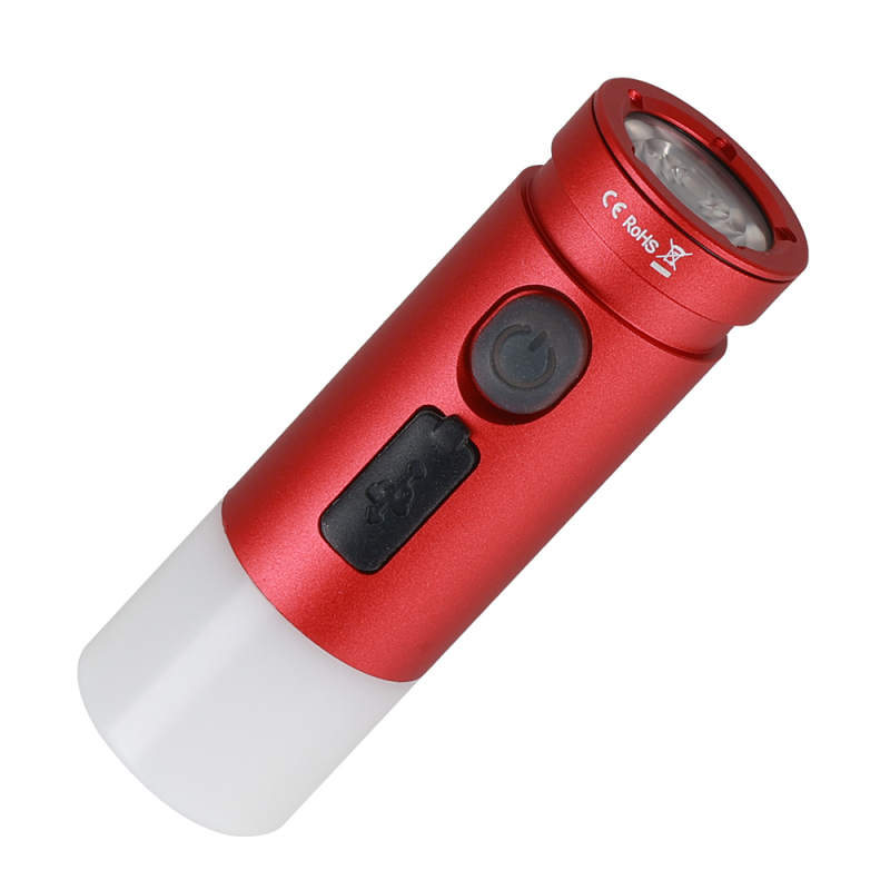 Wurkkos WK04 Double-Sided Flashlight, Rechargeable with 300 mah Build-in Battary, Multifunction with Red Light Warning, Mini Size One-Hand Control