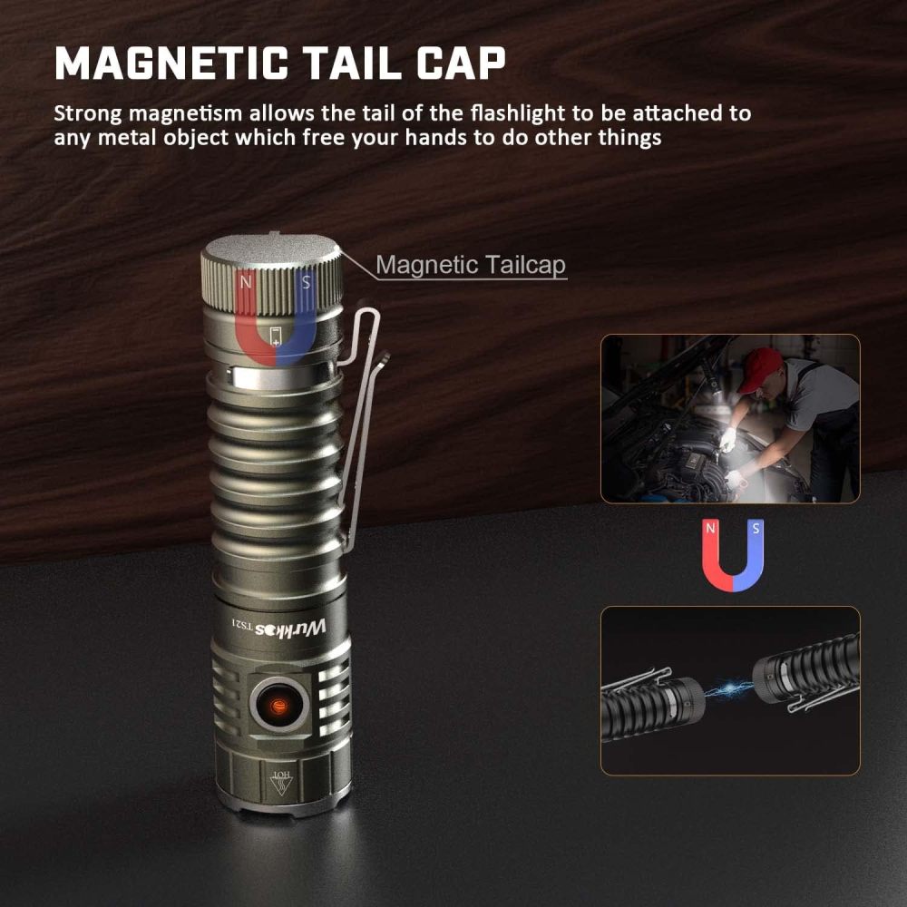 [Red/Champagne Color Promotion] Wurkkos TS21 3500lm flashlight, Max 217 meters, Reverse charging with Magnet Tail, Anduril 2.0, red/champagne clearance