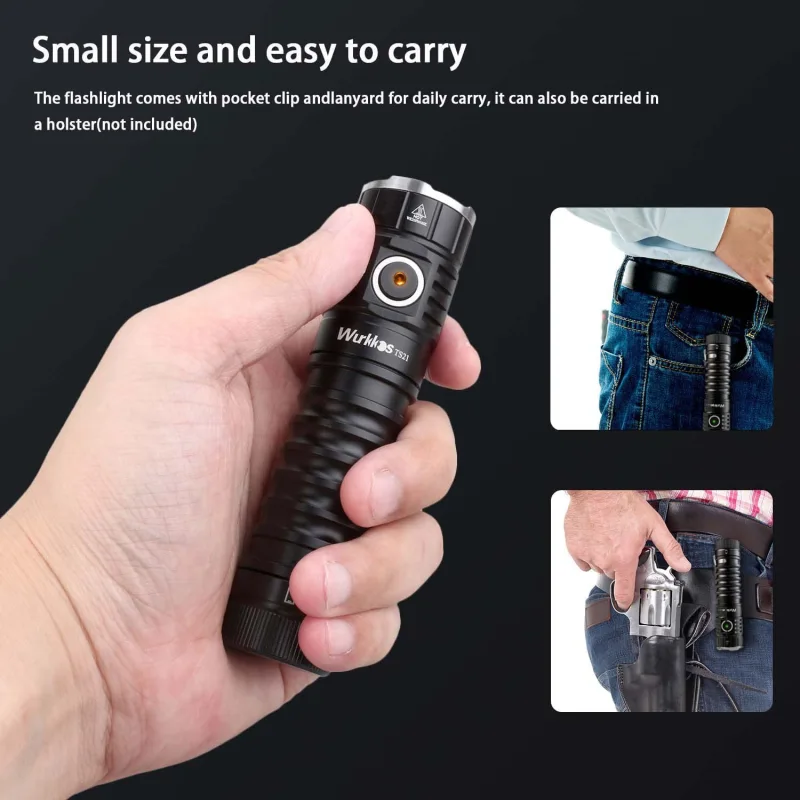 [Clearance 30% OFF] Wurkkos TS21 2800lm Flashlight with Anduril 2.0, Nichia 219C, 90CRI, 5000K USB C Rechargeable 21700 LED Flashlight