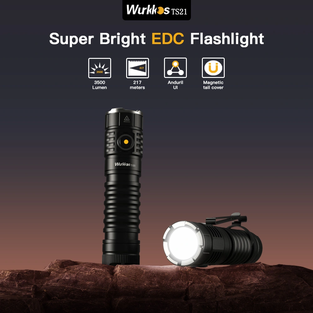 【USA Warehouse】Wurkkos TS21 3500lm flashlight, Max 217 meters, Reverse ...