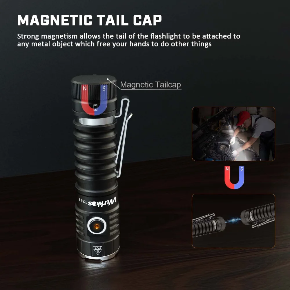 【USA Warehouse】Wurkkos TS21 3500lm flashlight, Max 217 meters, Reverse ...
