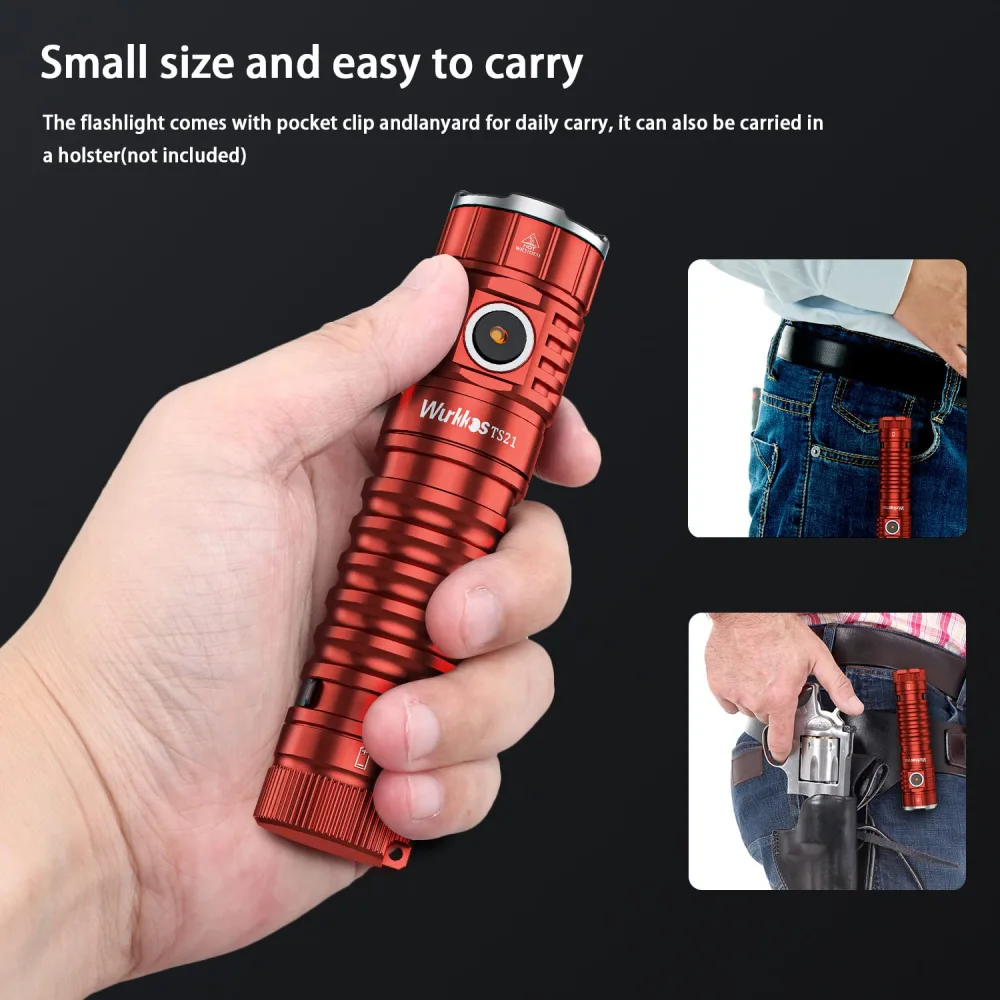 【USA Warehouse】Wurkkos TS21 3500lm flashlight, Max 217 meters, Reverse ...