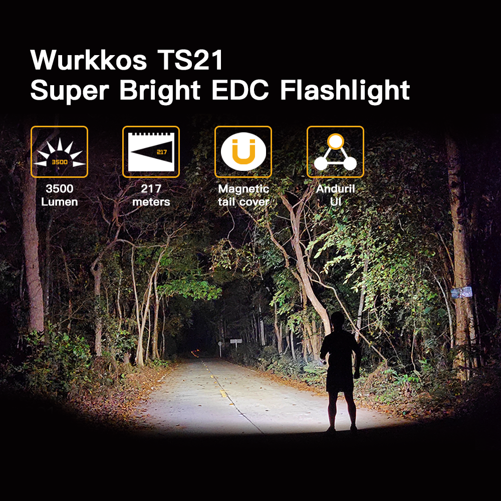 【USA Warehouse】Wurkkos TS21 3500lm flashlight, Max 217 meters, Reverse ...