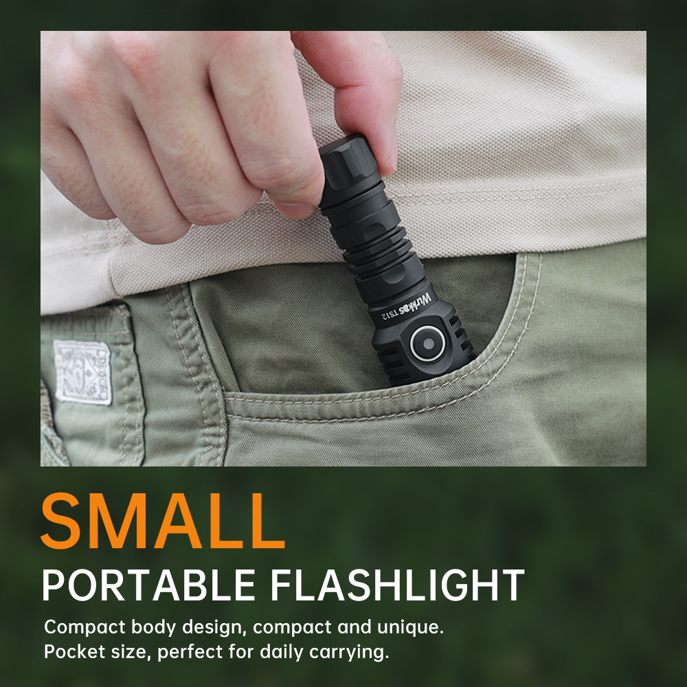 Wurkkos TS12 Mini Thrower EDC Flashlight, 1050LM 432 Meters Powerful USB C  Rechargeable Light