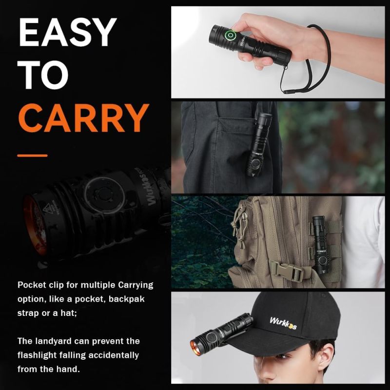 Wurkkos FC13S Flashlights Rechargeable, Super Bright EDC Torch Max 2500Lumens, IP68 Waterproof, Adjust 6 Mode, Lockout Function, Small Handheld Flashlight for Camping Hiking Emergency