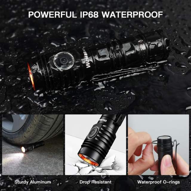 Wurkkos FC13S Flashlights Rechargeable, Super Bright EDC Torch Max 2500Lumens, IP68 Waterproof, Adjust 6 Mode, Lockout Function, Small Handheld Flashlight for Camping Hiking Emergency