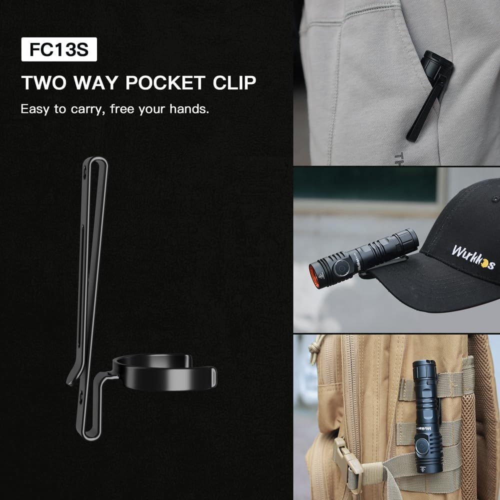 Wurkkos FC13S Flashlights Rechargeable, Super Bright EDC Torch Max 2500Lumens, IP68 Waterproof, Adjust 6 Mode, Lockout Function, Small Handheld Flashlight for Camping Hiking Emergency