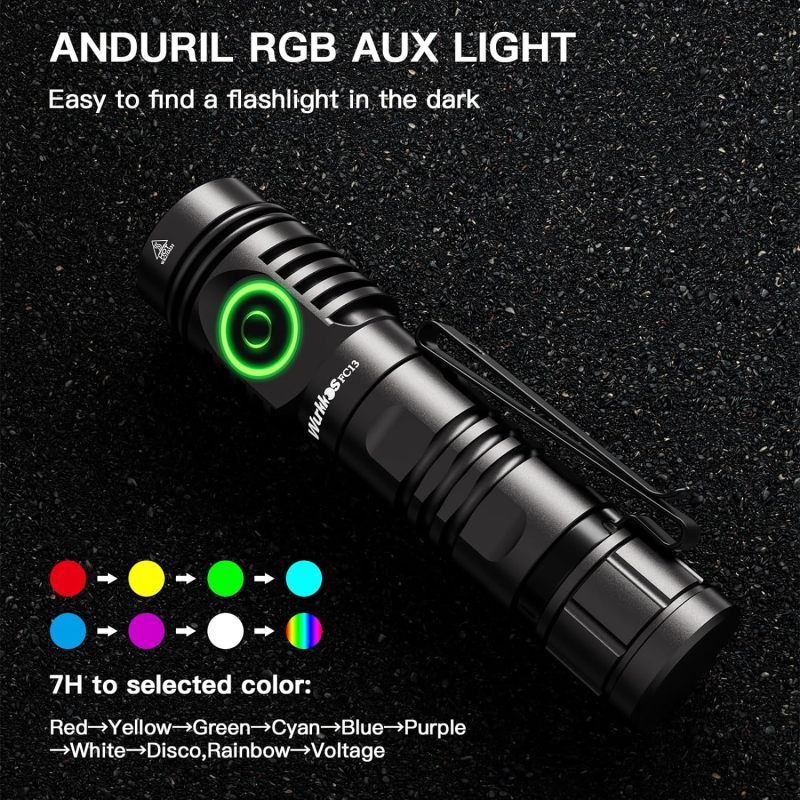 Wurkkos FC13 3500lm Flashlight reverse charging with RGB AUX Button Light / Anduril 2.0 / IP68