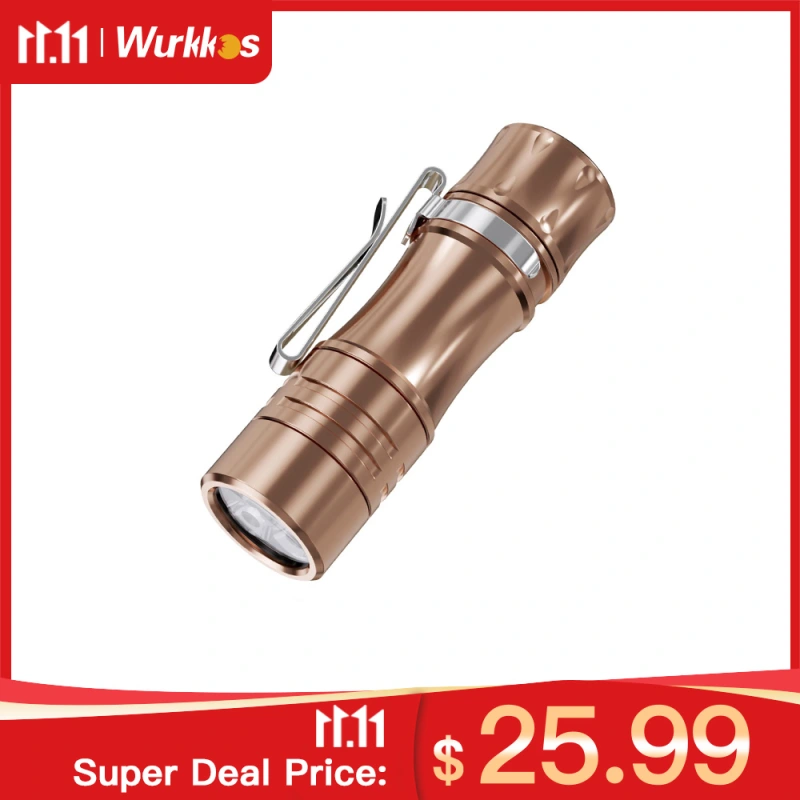 【Copper】Wurkkos TS10 14500 Powerful Mini EDC Flashlight 1400lm with 3* 90 CRI LEDs, Aux LEDs, Anduril 2.0