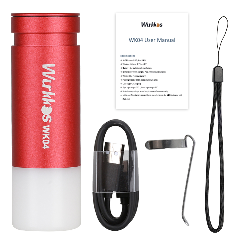 【FREE GIFT】1* Wurkkos Red WK04 Double-Sided Flashlight