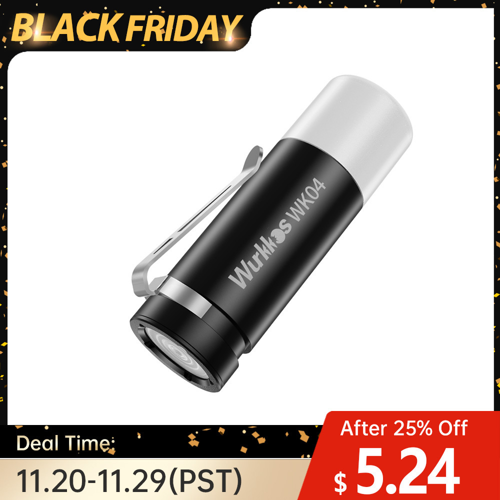【New Color】Wurkkos WK04 Double-Sided Flashlight, Rechargeable with Build-in Battary, Multifunction with Red Light Warning, Mini Size One-Hand Control