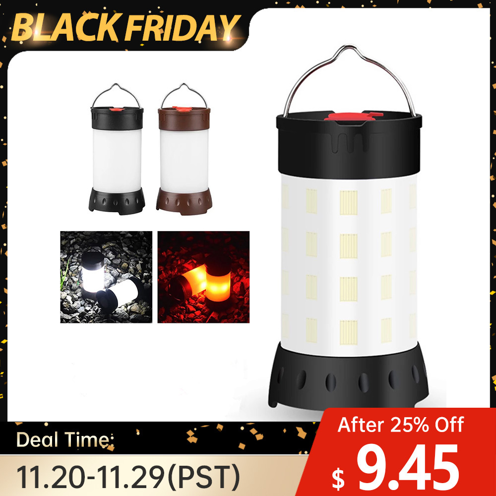 LED Camping Light USB Rechargeable Camping Lantern with Hanging Hook 18650 Portable Hand Lamp Camping Hiking Light