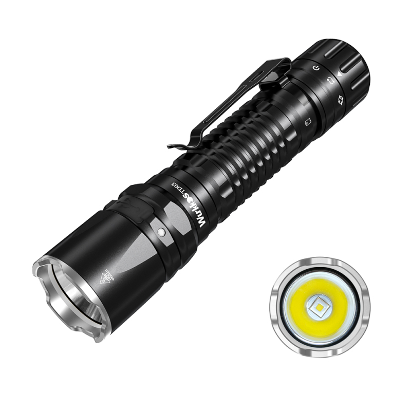 【New Release】Wurkkos TD03  USB C Rechargeable Tactical Flashlight, SFT40 5000K 1800lm Throw 353M Rotary Switch EDC Torch