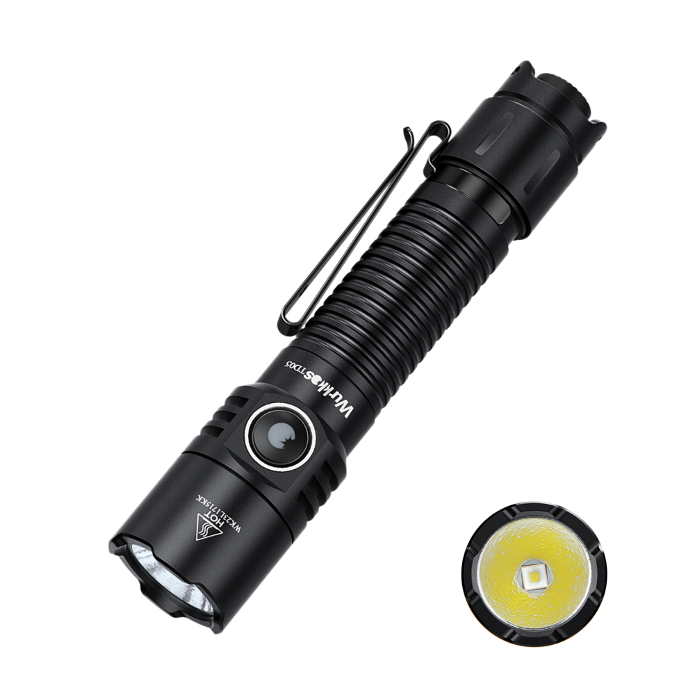 【New Release】Wurkkos TD05 18650 Rechargeable Tactical Flashlight ,1800lm Throw 373M Rotary with Side Switch&Tactical Tail Switch