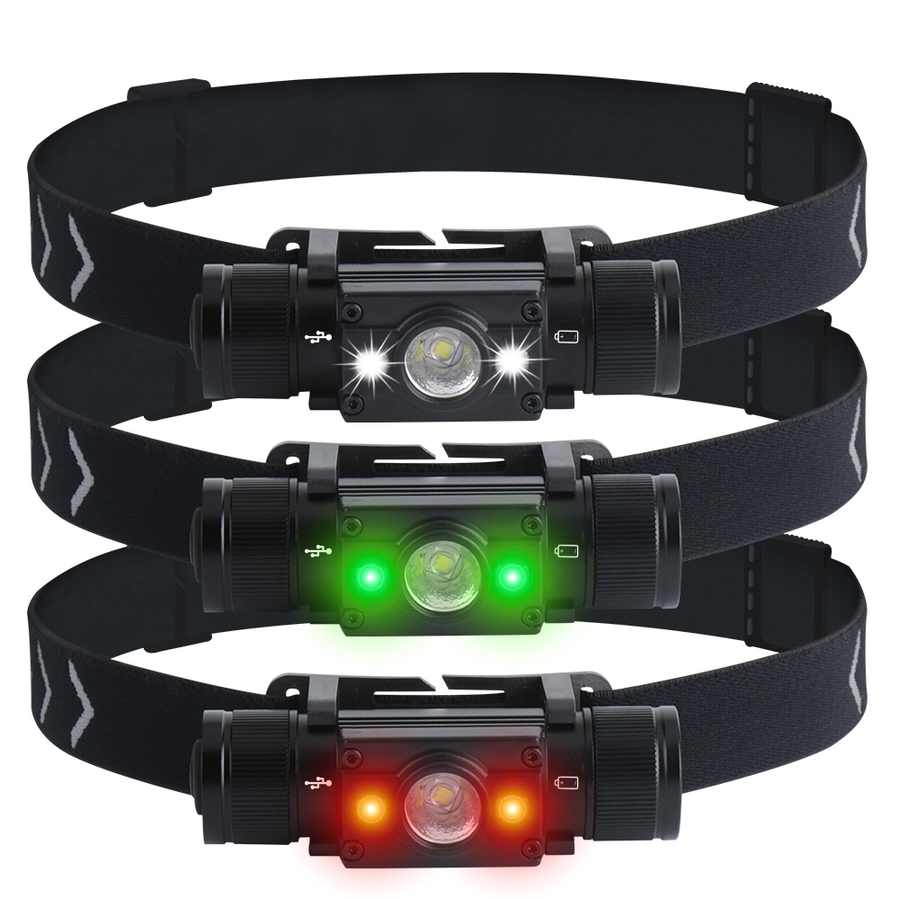 Headlamp HP300 Red/Green/White Light with 18650 Battery IPX6 Waterproof 1000 Lumens USB-C LED Long Range Lamp for Camping