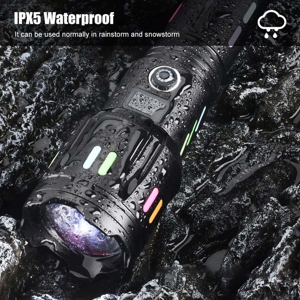 Tactical Zoomable Flashlight 1400LM 500 Meter Long-Range Laser