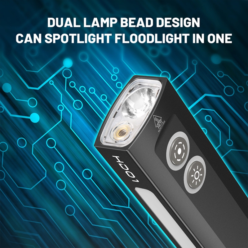 【New Silver Version】Wurkkos HD01 Rechargeable EDC Flashlight with Front Sport Light and Side flood light (90CRI)/RGB Light/Dual Switch/Magnetic Tail