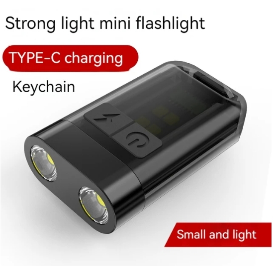 Mini LED Flashlight S04 Keychain Portable Emergency Lighting Work USB C Chaging Rechargeable Light Hat Clip Lamp for Outdoor Camping