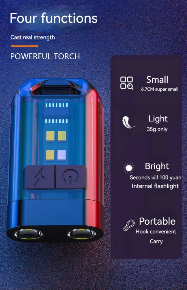 4PC LED Keychain Light Bright Flashlight Keyring Camping