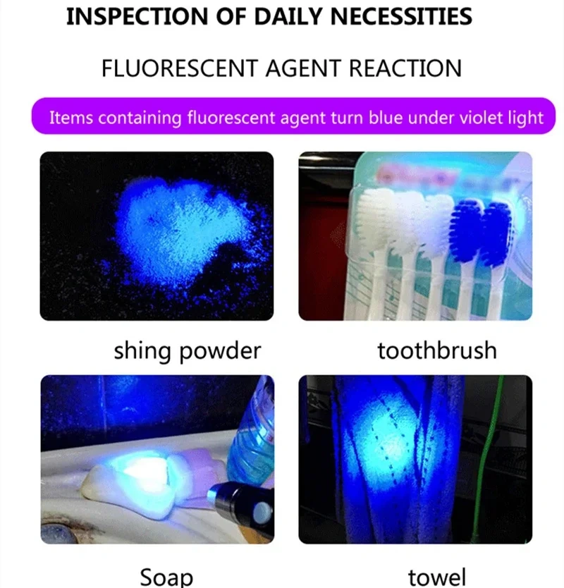 UV 365nm Mini Flashlight, Jewelry Identification keychain torch for Pet Care Scorpion Banknote Fluorescent Detection Light