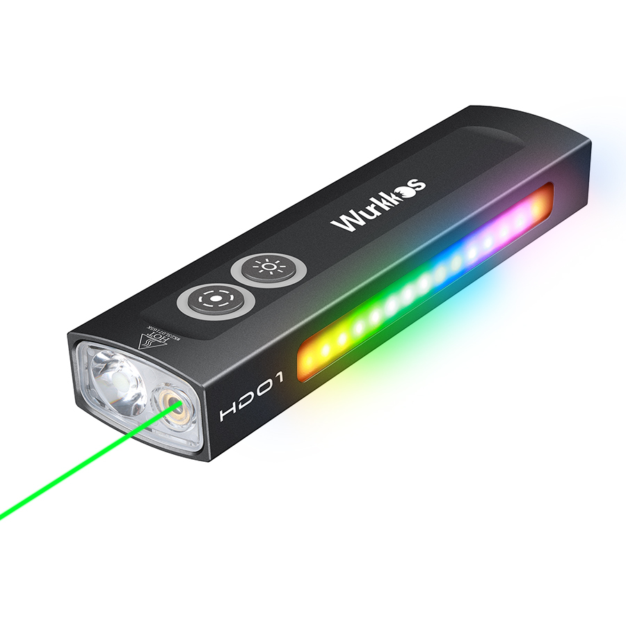 Wurkkos HD01 Rechargeable EDC Flashlight with Front Spotlight and Side flood light (90CRI)/RGB Light/Dual Switch/Magnetic Tail