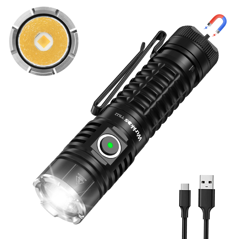 Wurkkos TS22 XHP70.3 LED Flashlight, 4500 Lumen and High CRI, Magnetic Tail, Reverse Charging, USB-C Rechargeable