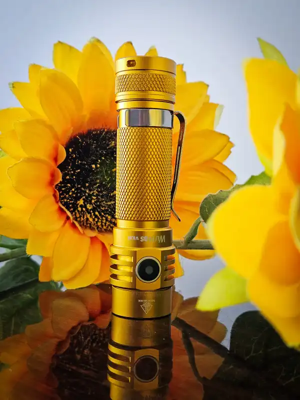 Wurkkos -TLF Golden WK03 18650 EDC Light with Nichia 519A 5000K 1200lm/USB C Rechargeable/Extra Magnetic Tail Cap included