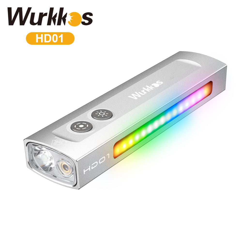 【New Release】Wurkkos HD01 Rechargeable 1200LM EDC Flashlight with Side RGB Light and Dual Side Switch, Magnetic Tail