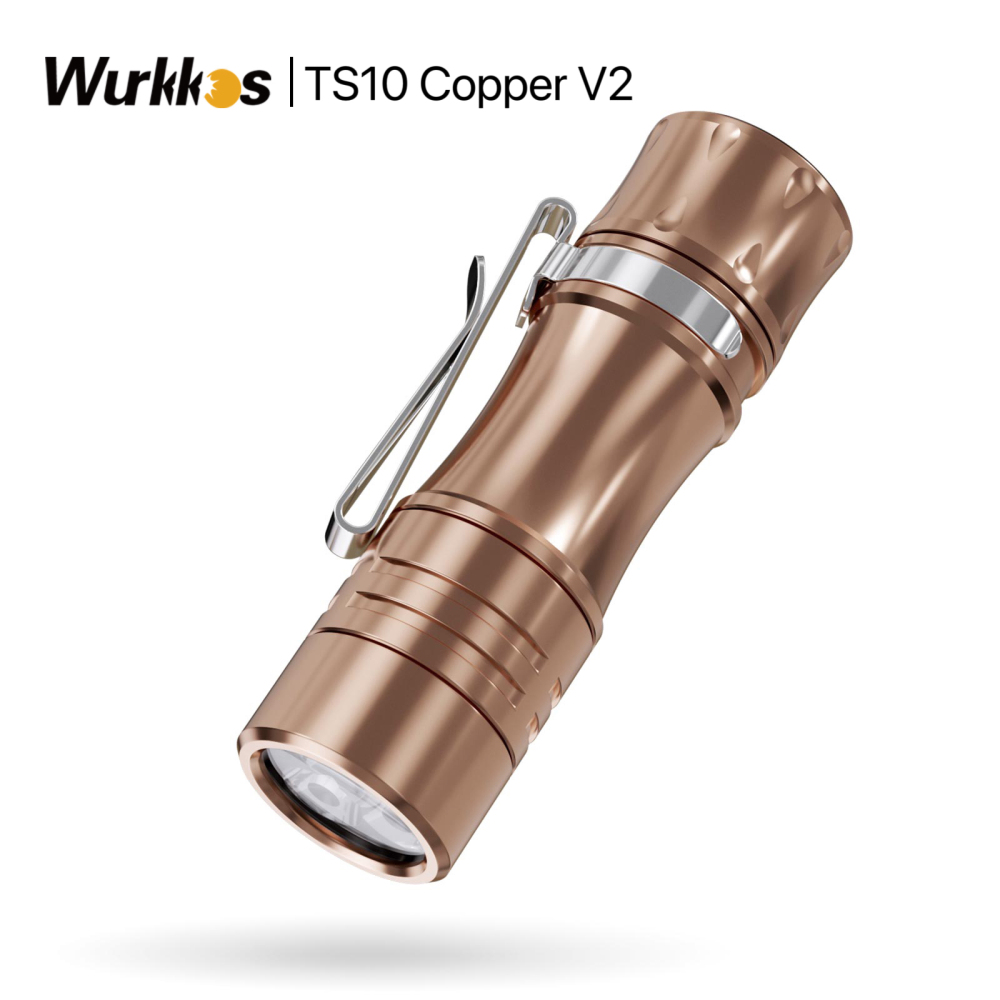 【New Release】Wurkkos TS10 copper V2 14500 Powerful Mini EDC Flashlight 1400lm with 3* 90 CRI LEDs, Aux LEDs, Anduril 2.0