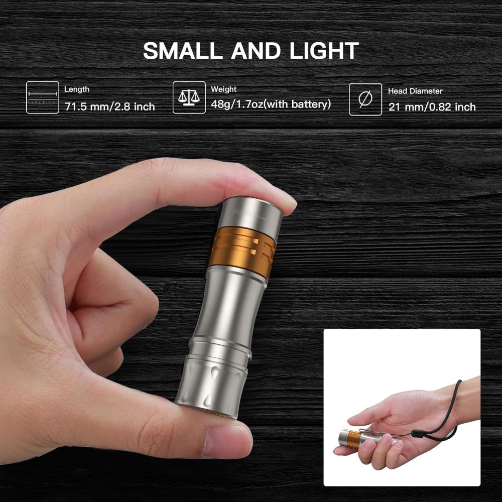Wurkkos Titanium TS10V2 Ti-copper 14500 Mini EDC Flashlight with 3* 90CRI LEDs Anduril 2.0,Max 1400lm/130M