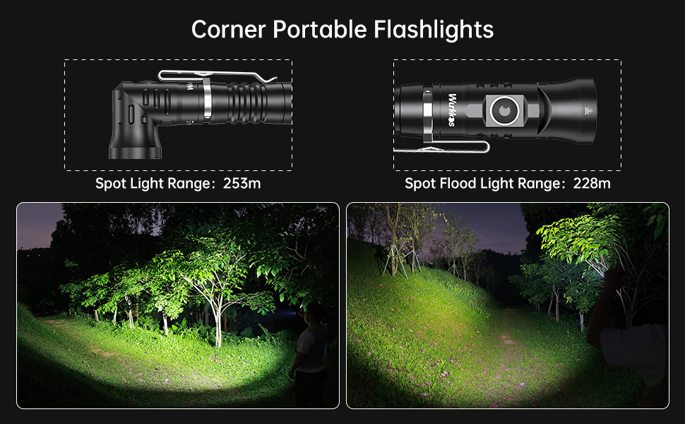 【New release】Wurkkos HD11 90° Folding Flashlight, Red＆White Led, Automatic Switching Spot＆Flood Light, Max 1800LM IP68 with Magnetic Tail
