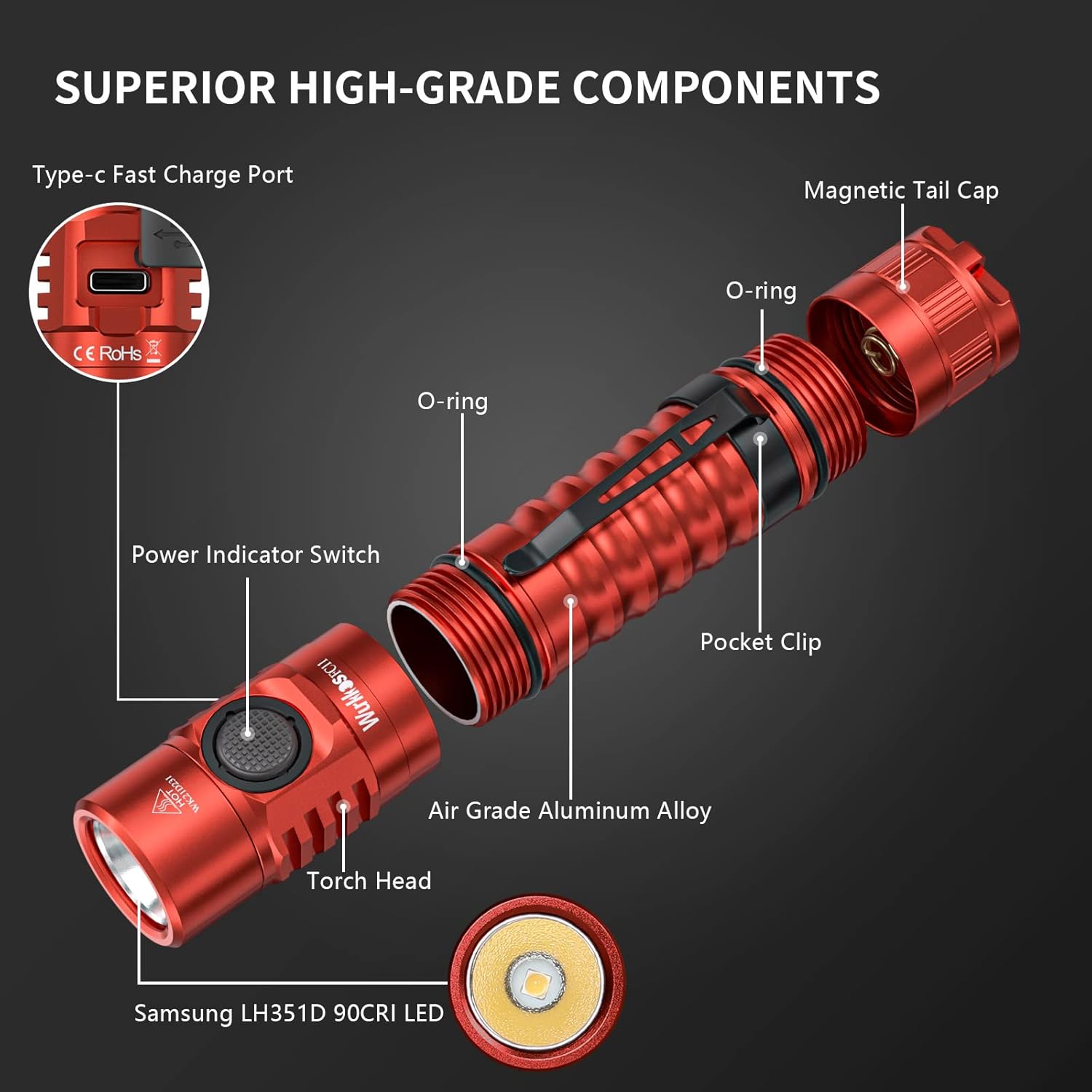 Sale】Wurkkos FC11 USB-C Rechargeable 18650 LED Flashlight