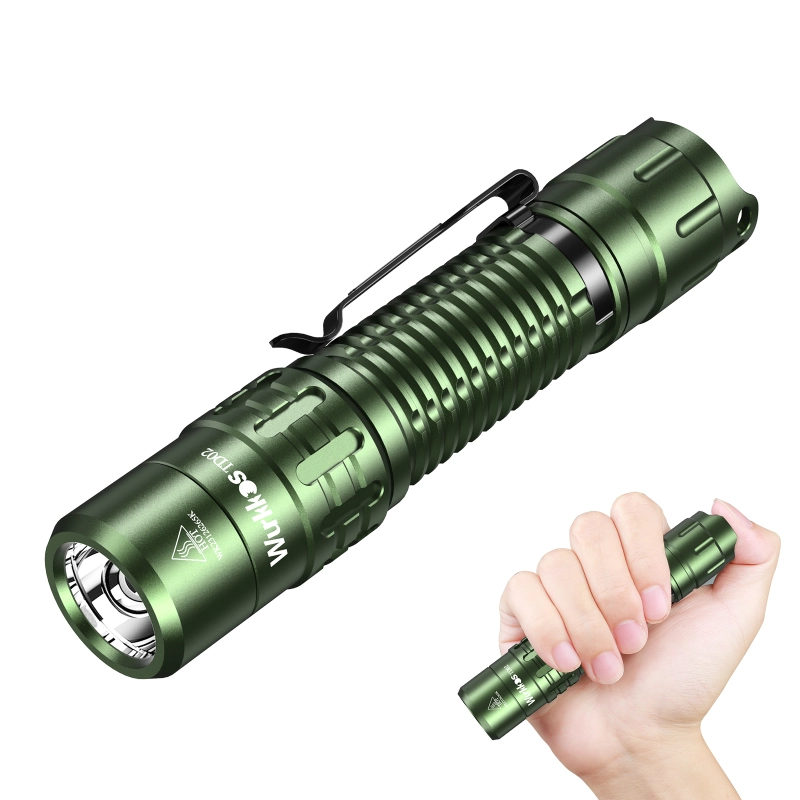 Wurkkos TD02 Tactical Flashlight, 2000LM 254M Pocket Rechargeable EDC Torch with Type C Charging Port, Tail Switch IPX8 Waterproof