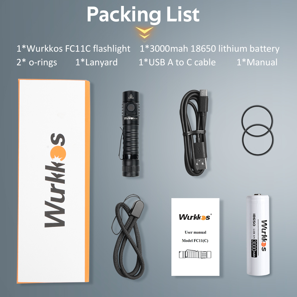 Wurkkos FC11C Flashlight | Nichia 519A LED | High CRI | USB-C