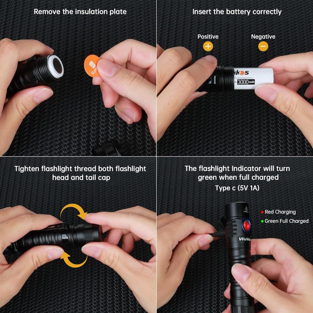 【Orange available】Wurkkos FC11C Nichia 519A Buck Circuit Flashlight, Max ouput 1200Lumens 18650 LED with Magnetic Tail USB C Rechargeable Torch