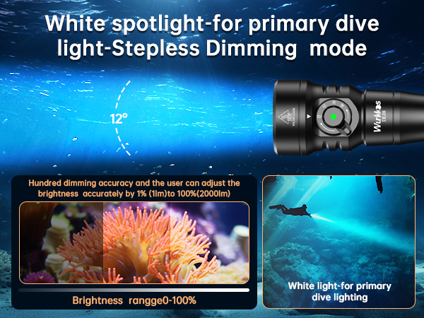Wurkkos DL08 3600lm Rechargeable Diving Light, Long-Range Spotlight & Wide Floodlight with Red & UV LEDs, Underwater Torch IP68