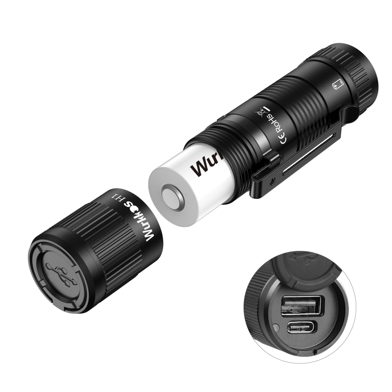 【New Release】Wurkkos H1 Flashlight Partner Portable Powerbank with Clip ,Battery Removable/ Aluminum Alloy Body