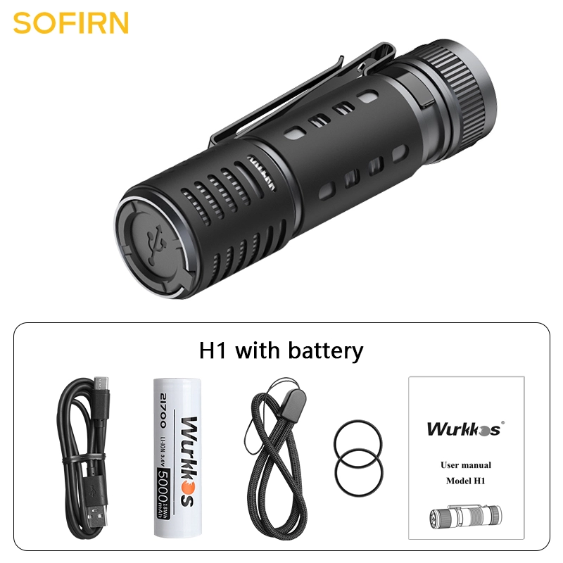 【New Release】Wurkkos H1 Flashlight Partner Portable Powerbank with Clip ,Battery Removable/ Aluminum Alloy Body