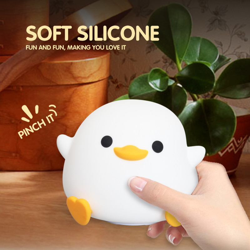 Cartoon Cute Duck LED, Soft silicone lamp, Touch sensing function with Warm light
