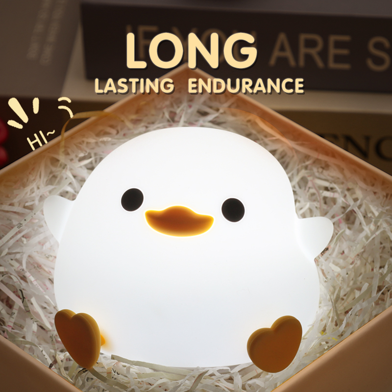 Cartoon Cute Duck LED, Soft silicone lamp, Touch sensing function with Warm light