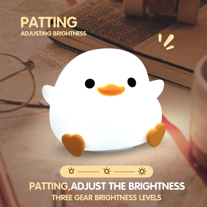Cartoon Cute Duck LED, Soft silicone lamp, Touch sensing function with Warm light