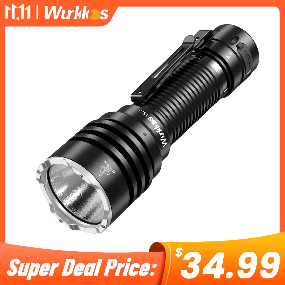 WurkkosTS2321700TacticalFlashlightXHP70.3HILED5000LmTorchIP68WaterproofTwoGroupModeEDCTailSwitch