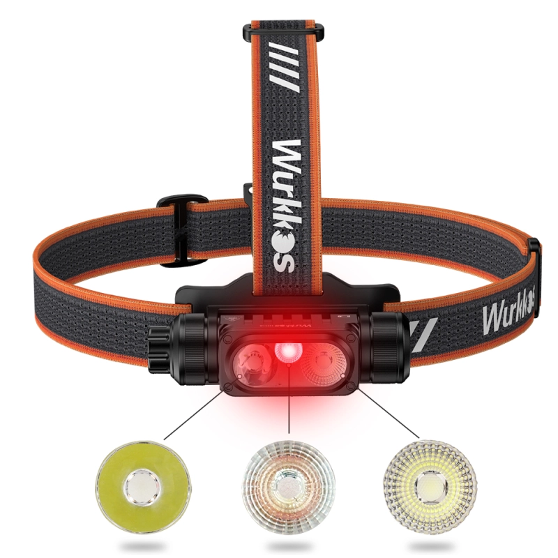 【New Release】Wurkkos HD16 headlamp max output 2500lumen 297M, Configure spot＆flood＆red light with Convenient rotary switch