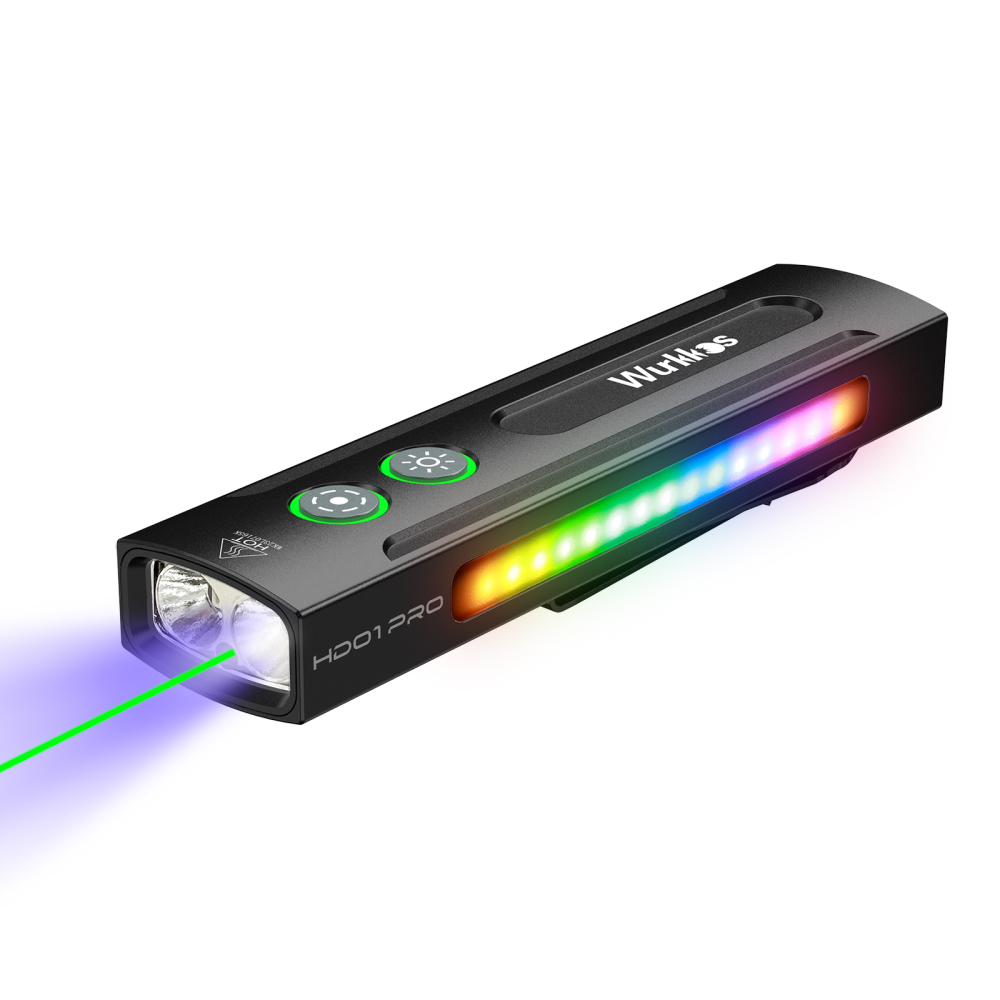 【New release】Wurkkos HD01 PRO Flat EDC Flashlight, with 365nm UV light, Green Laser, White flood led, Side RGB Lights/Dual Switch/Magnetic Tail