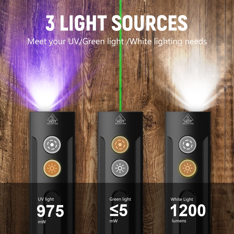 【New release】Wurkkos HD01 PRO Flat EDC Flashlight, with 365nm UV light, Green Laser, White flood led, Side RGB Lights/Dual Switch/Magnetic Tail