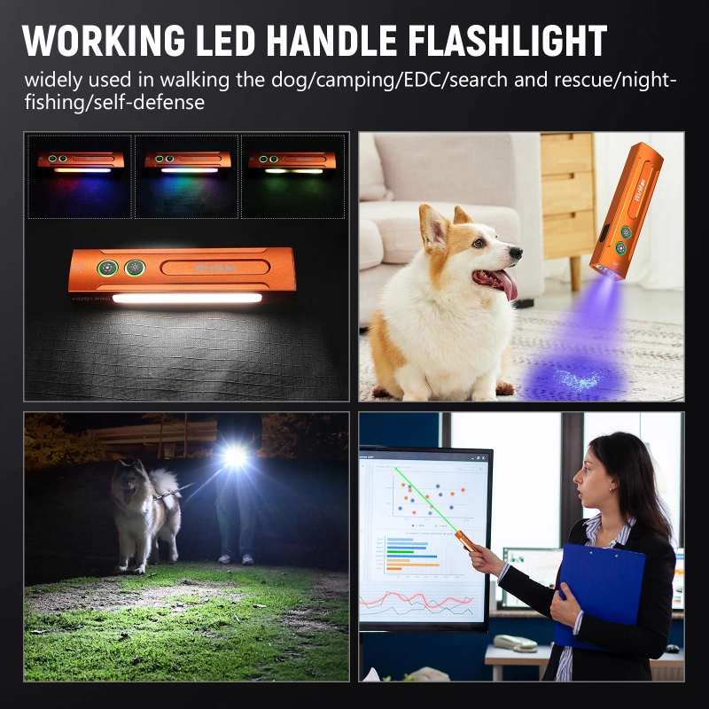 【New release】Wurkkos HD01 PRO Flat EDC Flashlight, with 365nm UV light, Green Laser, White flood led, Side RGB Lights/Dual Switch/Magnetic Tail