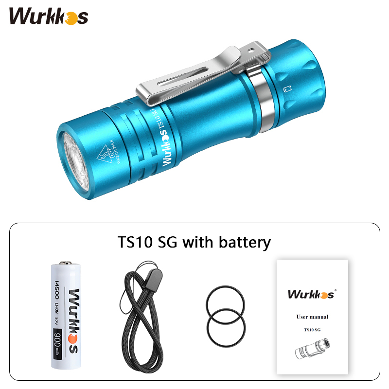 【New release】Wurkkos TS10 SG Powerful Mini EDC Flashlight, with 1*SFT25R and 3*RGB Aux LEDs, Maximum output 1650 lumens/294 meters, Fun＆multi-functional anduril torch